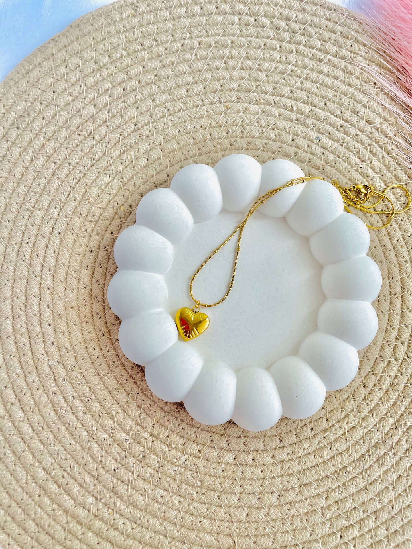 Mishkarah Heart Pendant Necklace – Minimalist Gold-Tone Chain with Sculpted Heart Charm | Anti-Tarnish | Everyday Statement Jewellery for Women | Luxe Gift for Her