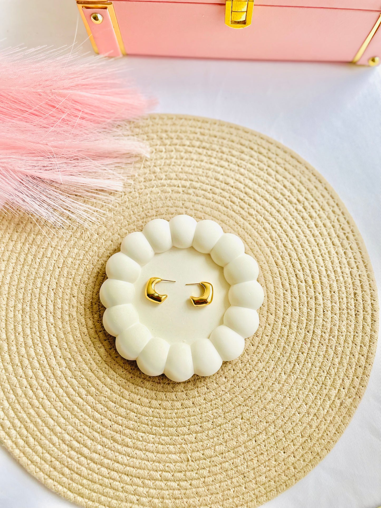 Chunky Gold Hoop Earrings for Women | Anti-Tarnish, Lightweight Minimalist Studs | Everyday Modern Jewellery