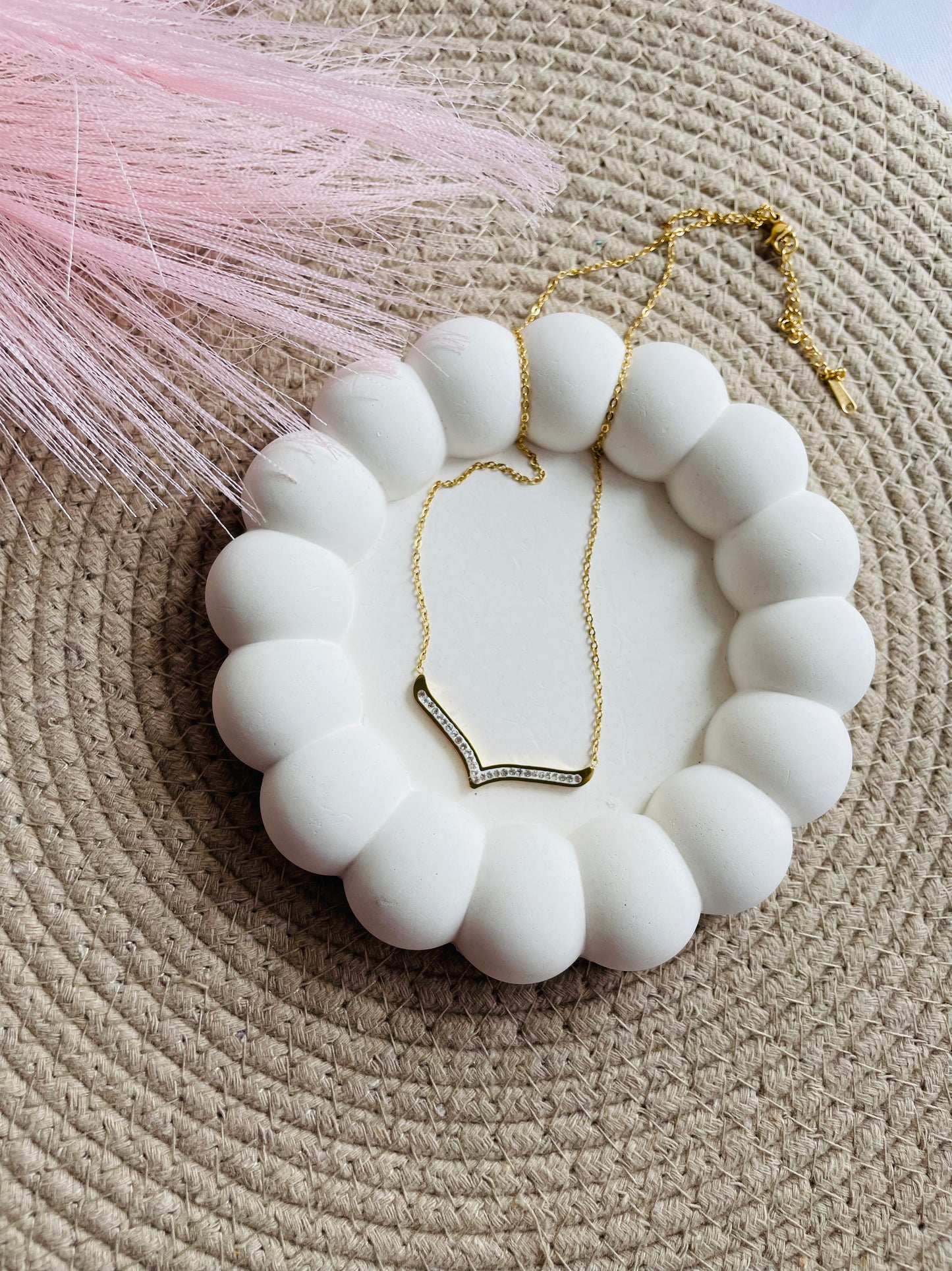 Minimalist Gold-Tone Chevron Pendant Necklace | Anti-Tarnish Elegant V-Neck Chain