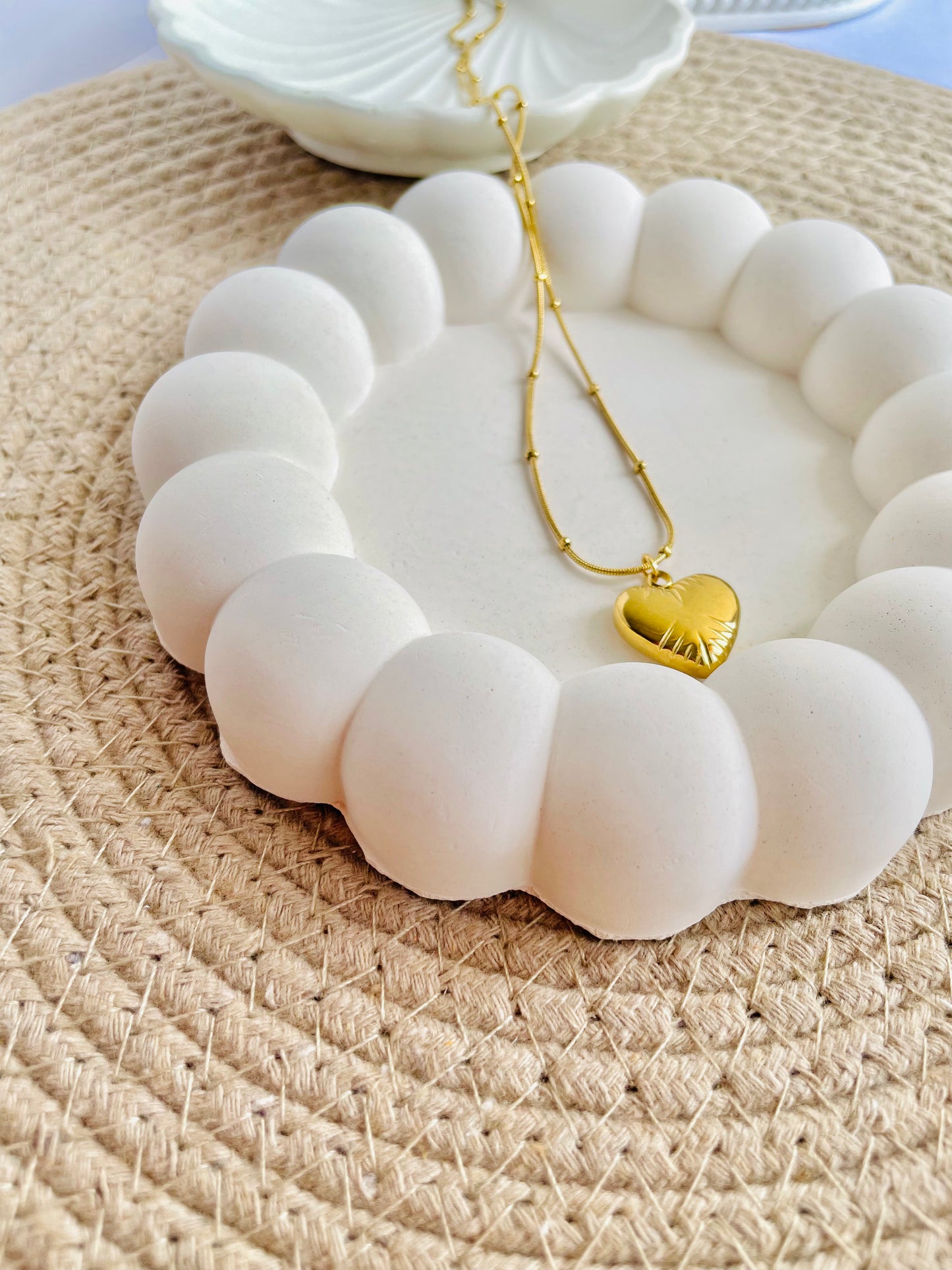 Mishkarah Heart Pendant Necklace – Minimalist Gold-Tone Chain with Sculpted Heart Charm | Anti-Tarnish | Everyday Statement Jewellery for Women | Luxe Gift for Her