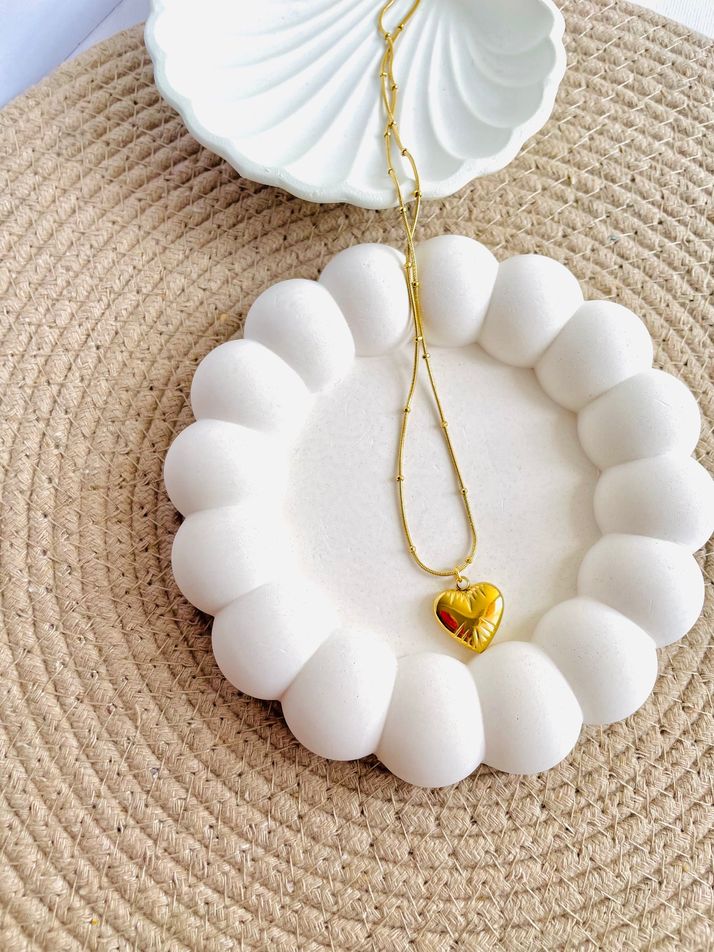 Mishkarah Heart Pendant Necklace – Minimalist Gold-Tone Chain with Sculpted Heart Charm | Anti-Tarnish | Everyday Statement Jewellery for Women | Luxe Gift for Her