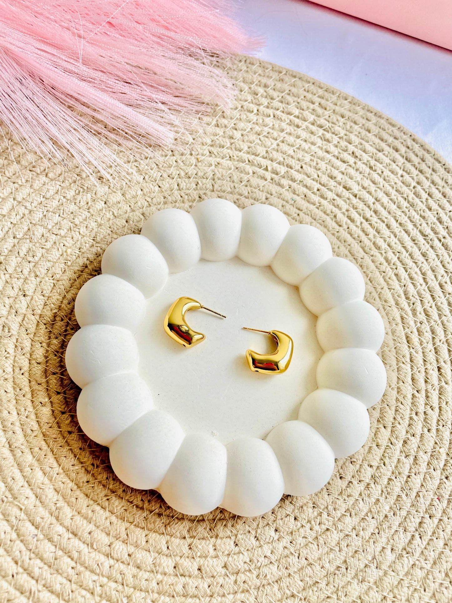 Chunky Gold Hoop Earrings for Women | Anti-Tarnish, Lightweight Minimalist Studs | Everyday Modern Jewellery