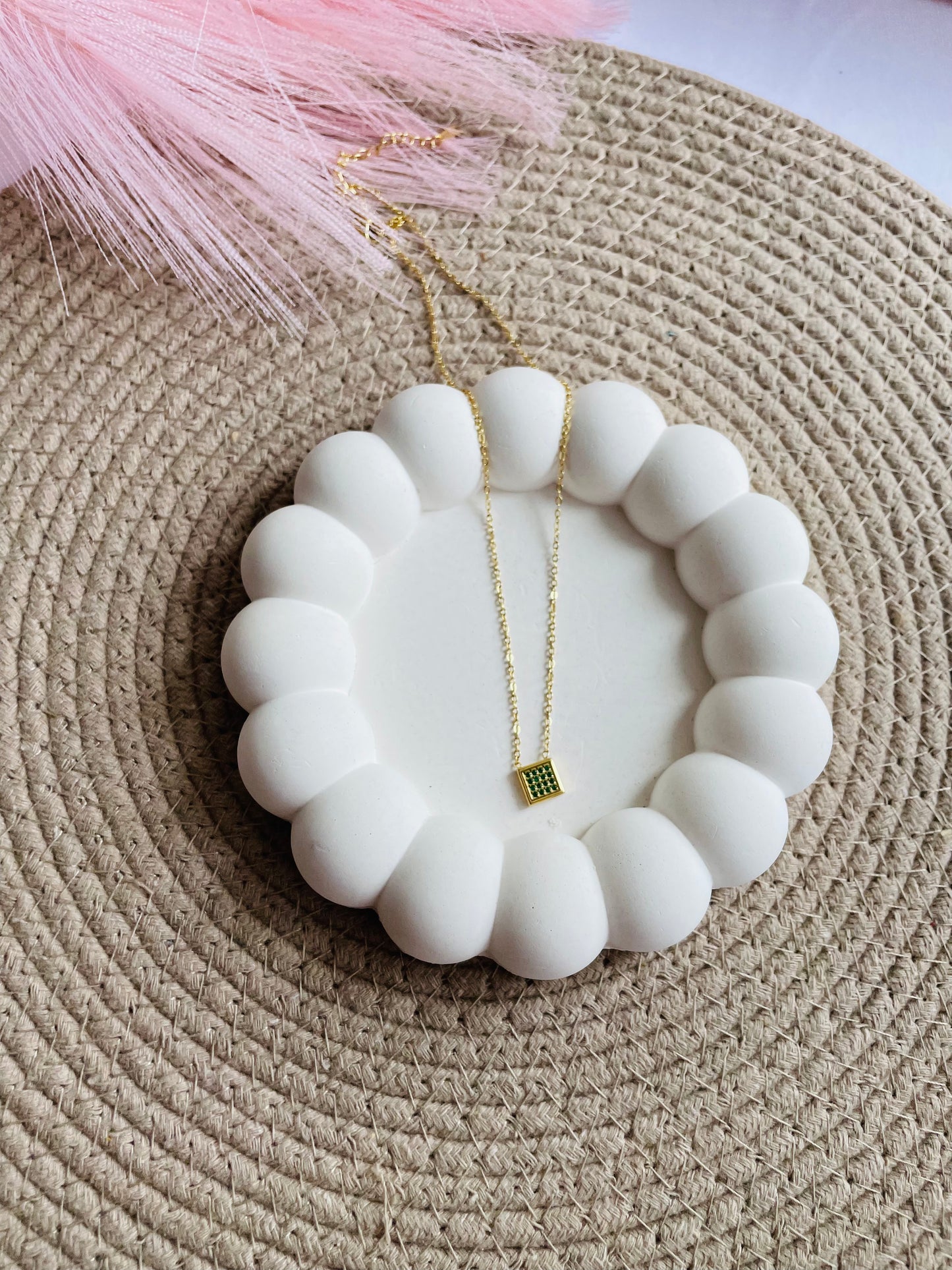 Minimalist Gold-tone Square Pendant Necklace | Anti-Tarnish Dainty Everyday Neckchain for Women