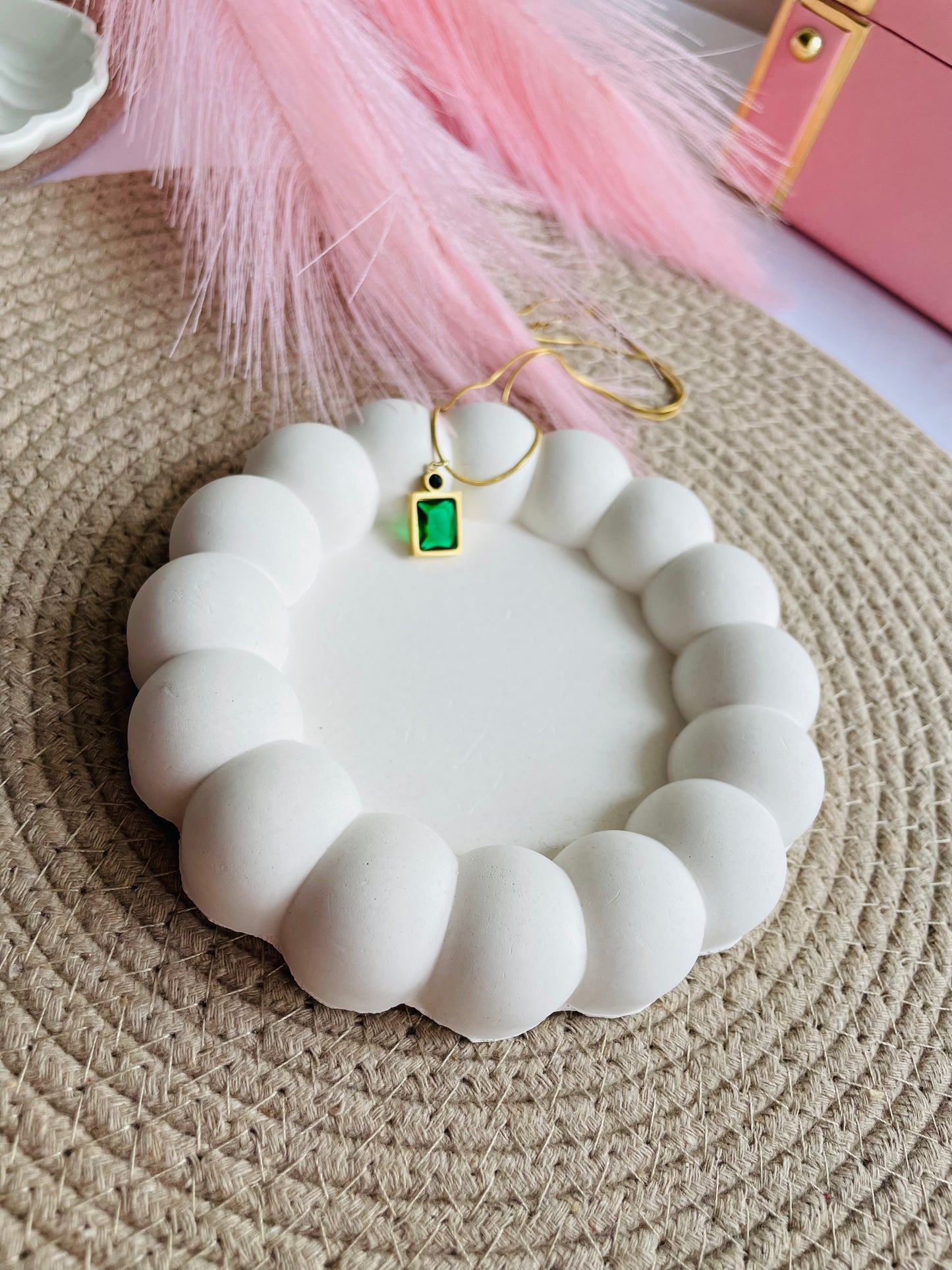 Emerald Green Pendant Necklace | Anti-Tarnish Minimal Gold-tone Chain | Timeless Statement Jewellery for Women